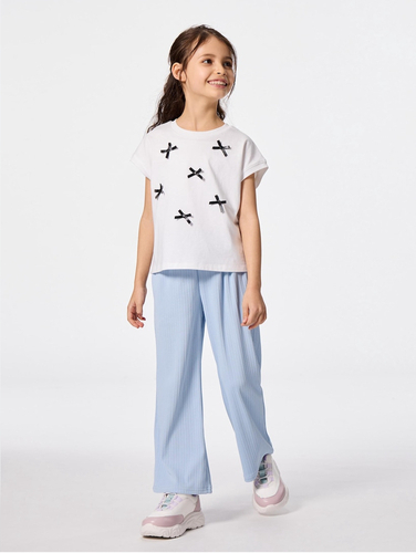 GRLSリブプルオンワイドフレアパンツ