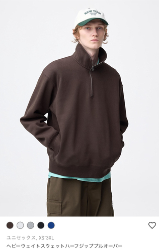 ヘビーウェイトスウェットハーフジッププルオーバー